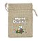 Christmas Printed Burlap Packing Pouches Drawstring Bags, Rectangle, Tan, Candle, 14x10x0.01cm