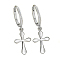 Fashionable S925 Sterling Silver Cross Hoop Earrings, with Simple and High-end Design, Silver, 26x9x11mm