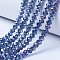 Electroplate Glass Beads Strands, AB Color Plated, Faceted, Rondelle, Marine Blue, 3.5~3.8x3mm, Hole: 0.4mm, about 113~115pcs/strand, 12.80~12.99 inch(32.5~33cm)