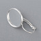 304 Stainless Steel Leverback Earring Settings, Flat Round, Silver, Tray: 18mm, 30x20x15mm, Pin: 0.7mm