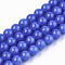 Imitation Jade Glass Beads, Crackle, Dyed & Heated, Round, Royal Blue, 8x7.5mm, Hole: 1.5mm, about 51~52pcs/strand, 15.35~15.55 inch(39~39.5cm)