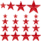 Gorgecraft 32Pcs 4 Style Iron Pendants, Star Charm, Red, 23.5~60x25~61.5x3~5.5mm, Hole: 1mm, 8pcs/style