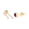 Brass Micro Pave Cubic Zirconia Stud Earrings, Asymmetrical Earrings, with 925 Sterling Silver Pins and Ear Nuts, Flat Round & Constellation/Zodiac Sign, Golden, Red, Taurus, 14.5x5.5mm and 5mm, Pin: 0.8mm