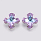 K9 Glass Rhinestone Pendants, Imitation Austrian Crystal, Faceted, Cross, Violet, 28x28x11mm, Hole: 1.6mm