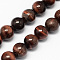 Natural Red Tiger Eye Stone Bead Strands, Dyed & Heated, Round, 6mm, Hole: 1mm, about 63pcs/strand, 14.9 inch