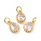 Brass Micro Pave Cubic Zirconia Pendants, Real 18K Gold Plated, Long-Lasting Plated, Teardrop, Clear, 12x7.5x3.5mm, Hole: 3mm