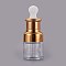 20ml Essential Oil Teardrop Bottles, with Golden Lid & Plastic Stopper, Clear, 101mm, Capacity: about 20ml(0.67 fl. oz)