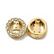 Alloy Rhinestone Beads, Flat Round with Owl Pattern, Light Gold, 12x2.5mm, Hole: 2x2~8mm