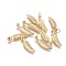 Brass Pendants, Long-Lasting Plated, Feather, Golden, 21.5x5x1.5mm, Hole: 4mm