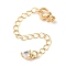 Brass with Cubic Zirconia Chain Extender, End Chains, Heart, Real 18K Gold Plated, 92mm