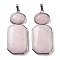 Natural Rose Quartz Human Body Shaped Pendants, Rack Plating Brass Oval & Rectangle Charms, Platinum, 50x22.5x8mm, Hole: 8x5mm