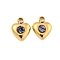 304 Stainless Steel Pendants, with Rhinestone, Heart Charms, Real 14K Gold Plated, Tanzanite, 7x6x2.5mm, Hole: 1.2mm