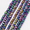 Electroplate Non-magnetic Synthetic Hematite Beads Strands, Faceted, Round, Grade A, Multi-color Plated, 4mm, Hole: 1mm, about 100pcs/strand, 16 inch