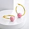 Round Brass Enamel Hoop Earrings for Women, Real 22K Gold Plated, Pink, 38.5x16.5mm