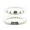 2Pcs Couple Alloy Star Owl & Synthetic Turquoise Stretch Bracelets Sets, for Valentine's Day Gifts, White, Elastic