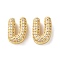 Rack Plating Brass Micro Pave Cubic Zirconia Slide Charms, Long-Lasting Plated, Lead Free & Cadmium Free, Real 18K Gold Plated, Letter, Letter U, 14x9.5x5mm, Hole: 10.5x1.6mm