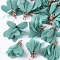 Chiffon Pendants, with Iron Findings, Flower, Golden, Medium Turquoise, 25~27x20~30mm, Hole: 2.5mm