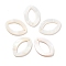 Natural Freshwater Shell Pendants, Flat Oval Charm, Floral White, 24.5x17x2mm, Hole: 1.4mm