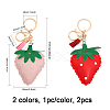CHGCRAFT 2Pcs 2 Colors PU Leather Strawberry Pendant Keychain KEYC-CA0001-46-2