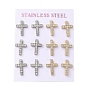 Ion Plating(IP) 304 Stainless Steel Cross Stud Earrings EJEW-C099-10PG-1