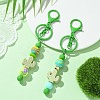 Baking Painted Alloy and Brass Bar Beadable Keychain for Jewelry Making DIY Crafts DIY-YW0007-58E-2