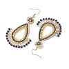 Handmade Seed Beads with Synthetic Blue Spinel Dangle Earrings EJEW-MZ00139-3