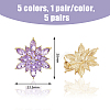 FIBLOOM 5 Pairs 5 Colors 3D Flower Cubic Zirconia Stud Earrings EJEW-FI0001-76-2