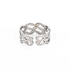 Non-Tarnish 304 Stainless Steel Wave Wrap Open Cuff Ring for Women RJEW-S405-243P-2