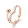 Crystal Rhinestone Wave with Round Ball Finger Ring RJEW-D120-11RG-1