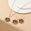 Natural & Synthetic Mixed Gemstones Flower Dangle Earrings and Pendant Necklace SJEW-JS01259-5