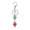 Dyed Natural Wood Round Beaded Keychain KEYC-JKC00931-4