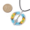 Boho Style Glass Seed Beads & Feather Alloy Pendant Necklaces NJEW-MZ00041-3