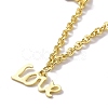 201 Stainless Steel Tree & Tower & Word Love Charms Bracelet with 304 Stainless Steel Chains for Women BJEW-C019-26G-2