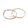 Two Tone 201 Stainless Steel Hoop Earrings with 304 Stainless Steel Pins for Women EJEW-B016-03C-2