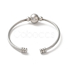 Non-Tarnish 304 Stainless Steel Round Beaded Cuff Bangles BJEW-P310-03P-2