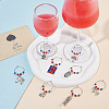 BENECREAT 20Pcs 10 Styles Union Jack & Soldier & Umbrella & Horse & Crown Alloy Dangle Wine Glass Charms with Glass Pearl AJEW-BC0003-10-5