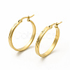 201 Stainless Steel Leaf Pattern Hoop Earrings with 304 Stainless Steel Pins for Women EJEW-M214-04D-G-2