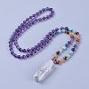 Natural Amethyst Pendant Necklace NJEW-I109-C02-1