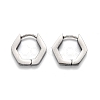 Tarnish Resistant 304 Stainless Steel Hexagon Huggie Hoop Earrings STAS-H156-03A-P-1