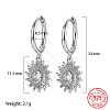 Anti-Tarnish Rhodium Plated 925 Sterling Silver Micro Pave Cubic Zirconia Dangle Hoop Earrings HV0375-4-1