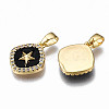 Brass Micro Pave Clear Cubic Zirconia Charms KK-T063-87-NF-3