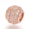 Brass Micro Pave Cubic Zirconia European Beads ZIRC-F062-12RG-2