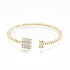 Brass Micro Pave Cubic Zirconia Cuff Bangles BJEW-P276-02G-2