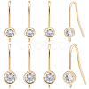 Beebeecraft 16Pcs 2 Size Brass Micro Clear Cubic Zirconia Earring Hooks KK-BBC0007-35-1