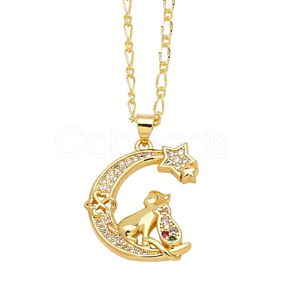 Brass Micro Pave Cubic Zirconia Pendant Necklaces for Women PW-WG59830-01-1