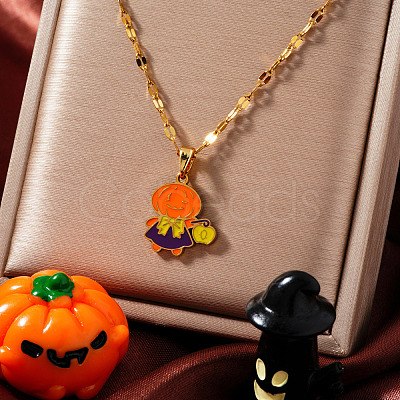 Halloween Stainless Steel Enamel Pendant Necklaces HG2651-1