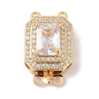 Brass Micro Pave Cubic Zirconia Box Clasps KK-B100-056G-1