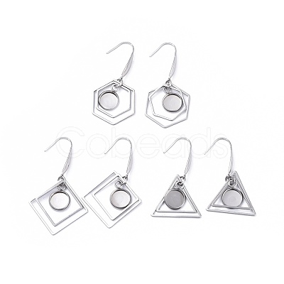 Non-Tarnish Stainless Steel Dangle Earrings AJEW-JB00503-M-1