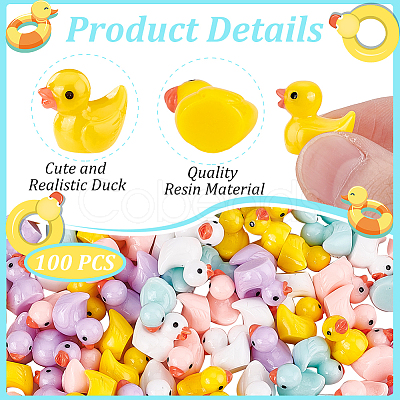 PandaHall Elite 100Pcs 5 Colors Mini Resin Ducks DJEW-PH0001-19-1