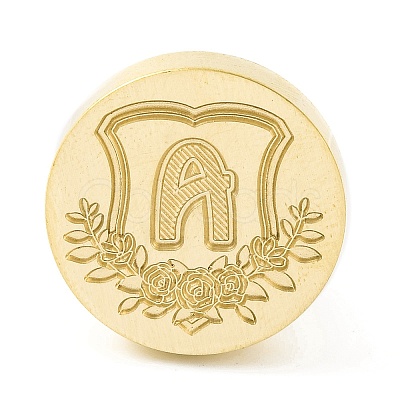 Golden Tone Round Wax Seal Brass Stamp Heads AJEW-Z034-02G-A-1